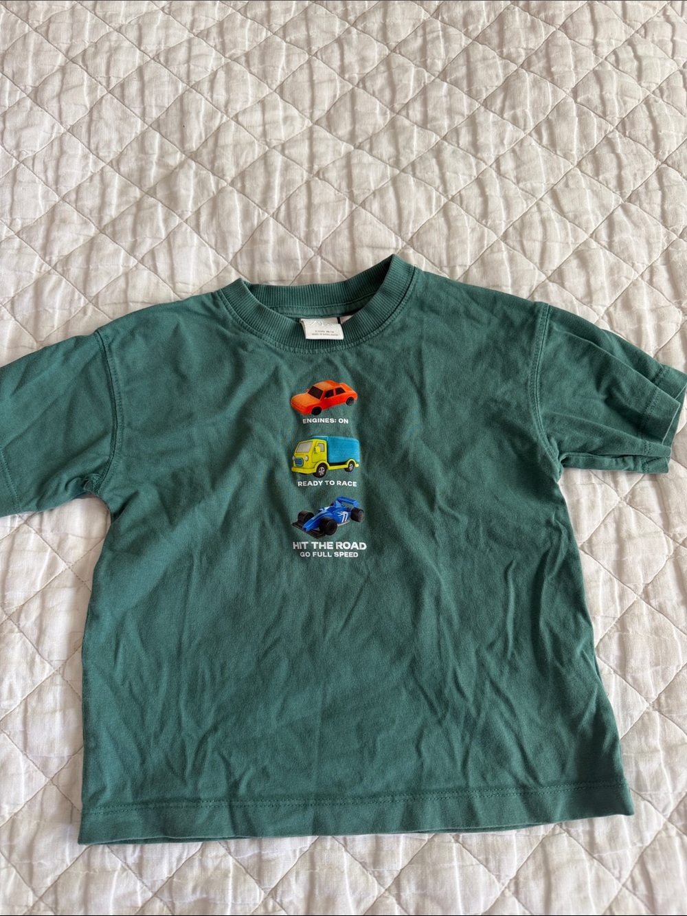Zara Kids Green 'Hit the Road' Short Sleeve Tee